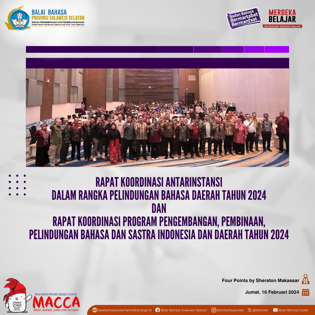Read more about the article Rakor Antarinstansi dalam Rangka Pelindungan Bahasa Daerah dan Rakor Program Pengembangan Pembinaan, dan Pelindungan Bahasa dan Sastra Indonesia dan Daerah