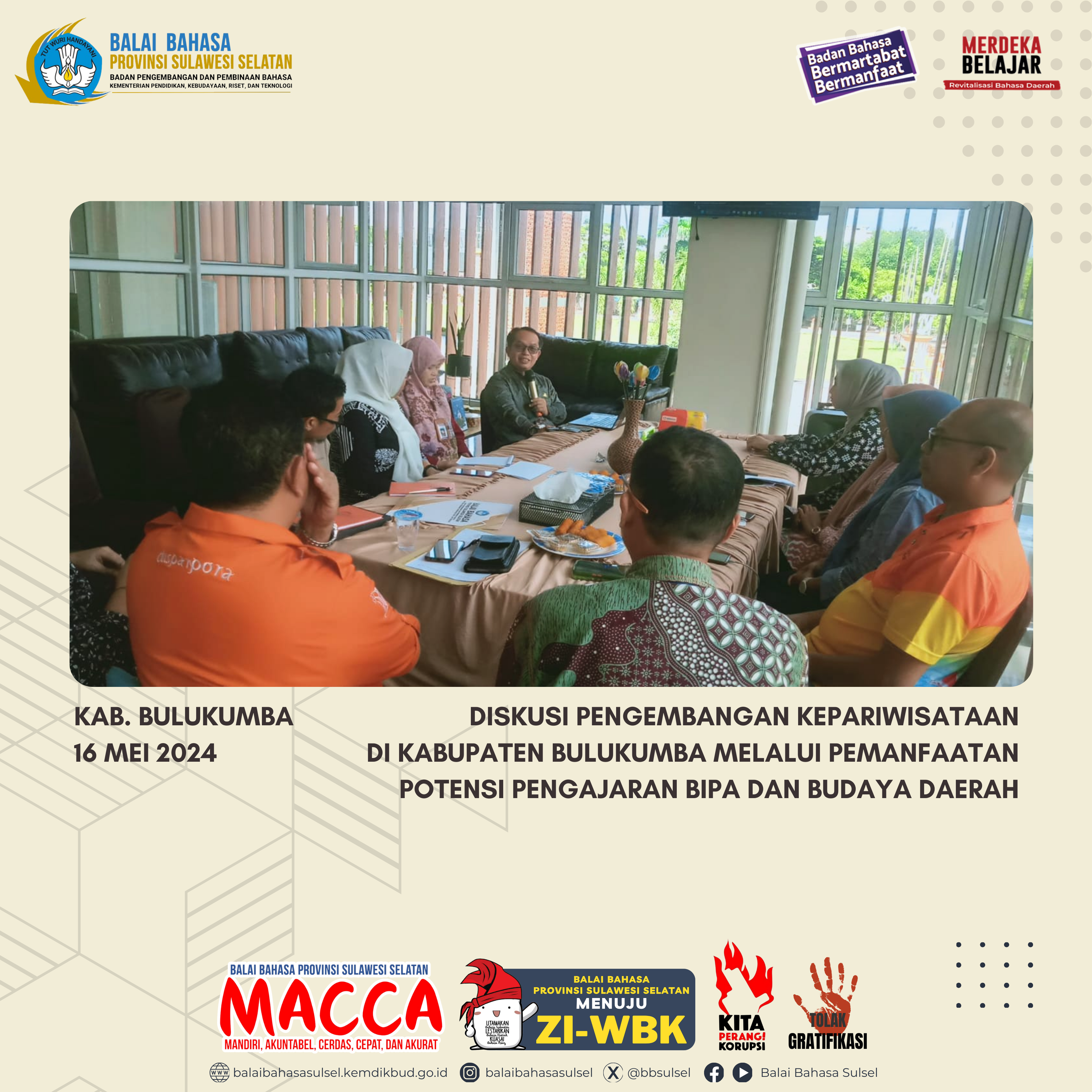 Read more about the article Diskusi Pengembangan Kepariwisataan di Kabupaten Bulukumba melalui Pemanfaatan Potensi Pengajaran BIPA dan Budaya Daerah