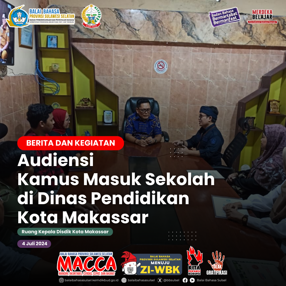 Read more about the article Audiensi Kamus Masuk Sekolah di Dinas Pendidikan Kota Makassar