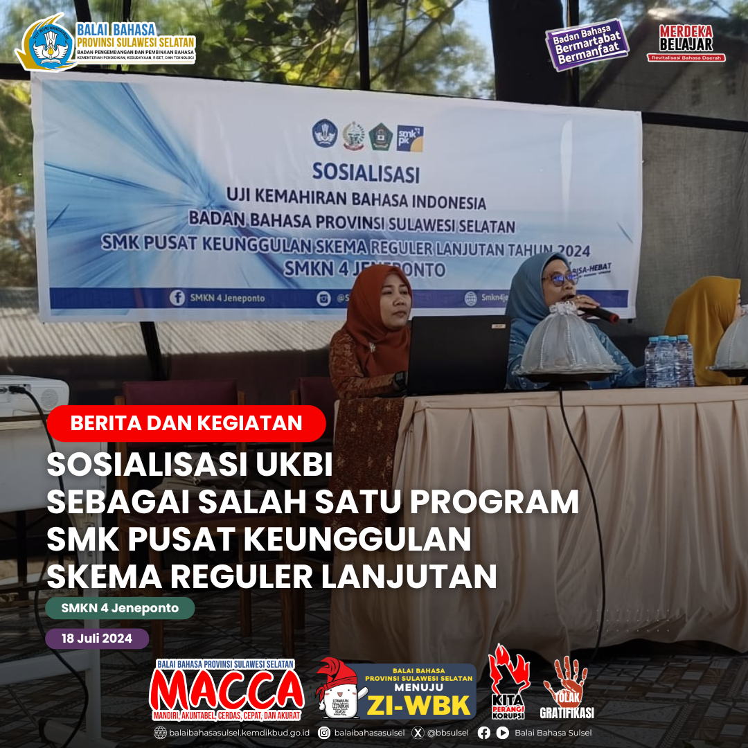 Read more about the article Sosialisasi UKBI Sebagai Salah Satu Program SMK Pusat Keunggulan Skema Reguler Lanjutan