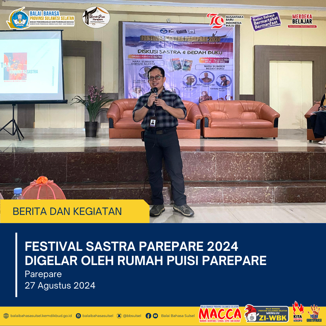 Read more about the article Festival Sastra Parepare 2024 sukses digelar oleh Rumah Puisi Parepare