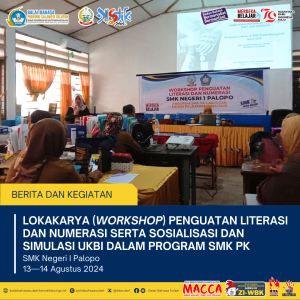Read more about the article Lokakarya Penguatan Literasi dan Numerasi serta Sosialisasi dan Simulasi UKBI dalam Program SMK PK di SMK Negeri I Palopo