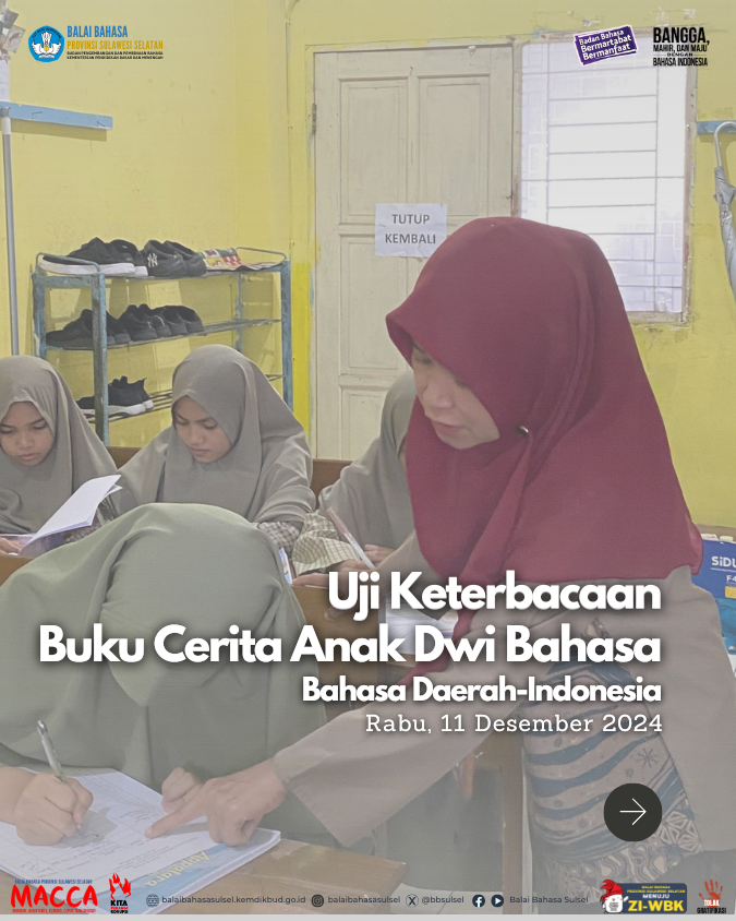 Read more about the article Uji Keterbacaan Buku Cerita Anak Dwi Bahasa (Bahasa Daerah-Indonesia) di SDIT Wahdatul Ummah, Kota Makassar