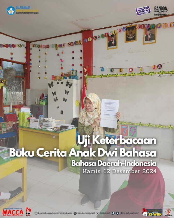 Read more about the article Uji Keterbacaan Buku Cerita Anak Dwibahasa (Bahasa Daerah-Indonesia) di SD Inpres Tidung 2, Kota Makassar